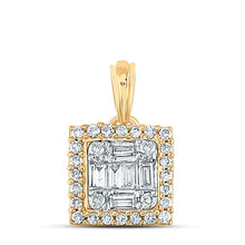 Load image into Gallery viewer, 14K Yellow Gold Baguette Diamond Ana M Diana Square Pendant 1/5 Cttw - Splendid Jewellery