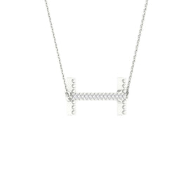 10K White Gold Round Diamond Ladies Initial 