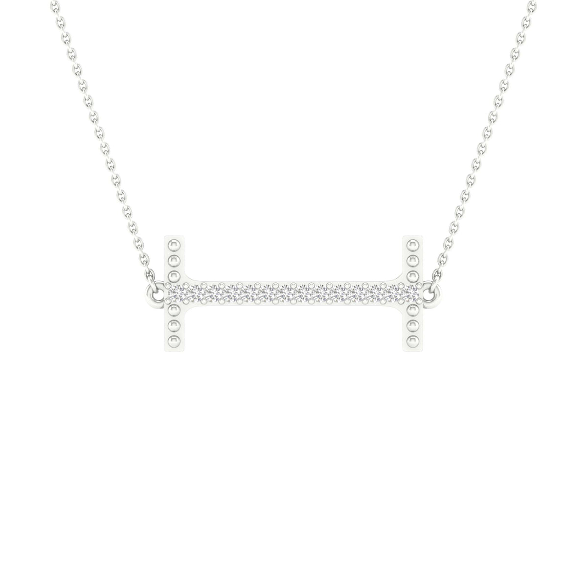 10K White Gold Round Diamond Ladies Initial "I" Necklace 1/20 Cttw - Splendid Jewellery