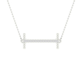 10K White Gold Round Diamond Ladies Initial "I" Necklace 1/20 Cttw - Splendid Jewellery