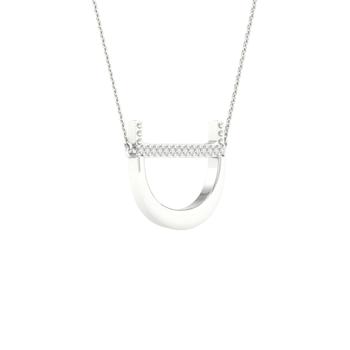 10K White Gold Round Diamond Ladies Initial "D" Necklace 1/20 Cttw - Splendid Jewellery