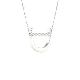10K White Gold Round Diamond Ladies Initial 