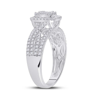 Dazzling Diamond Delight | 14kt White Gold Baguette Diamond Square Cluster Ring 3/4 Cttw