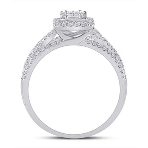 Dazzling Diamond Delight | 14kt White Gold Baguette Diamond Square Cluster Ring 3/4 Cttw