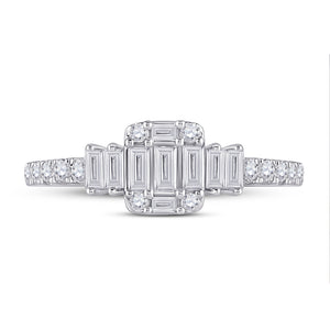 Dazzling Diamond Delight | 14kt White Gold Baguette Diamond Cluster Ring 5/8 Cttw | Splendid Jewellery