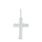 10K Yellow Gold Round Diamond Cross Charm Pendant 1 1/2 Cttw - Splendid Jewellery