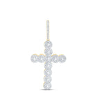 10K Yellow Gold Round Diamond Cross Charm Pendant 1 1/2 Cttw - Splendid Jewellery