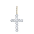 10K Yellow Gold Round Diamond Cross Charm Pendant 3/4 Cttw - Splendid Jewellery