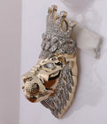 10K Yellow Gold Round Diamond Lion Face Charm Pendant 1 3/4 Cttw - Splendid Jewellery