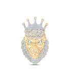 10K Yellow Gold Round Diamond Lion Face Charm Pendant 1 3/4 Cttw - Splendid Jewellery