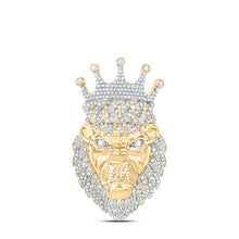 Load image into Gallery viewer, 10K Yellow Gold Round Diamond Lion Face Charm Pendant 1 3/4 Cttw - Splendid Jewellery