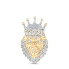10K Yellow Gold Round Diamond Lion Face Charm Pendant 1 3/4 Cttw - Splendid Jewellery