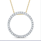 10K Yellow Gold Round Diamond Gift Circle Pendant 1/6 Cttw - Splendid Jewellery
