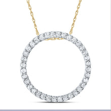 Load image into Gallery viewer, 10K Yellow Gold Round Diamond Gift Circle Pendant 1/6 Cttw - Splendid Jewellery