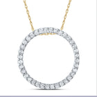 10K Yellow Gold Round Diamond Gift Circle Pendant 1/6 Cttw - Splendid Jewellery