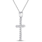 10K White Gold Round Diamond Cross Pendant 1/3 Cttw - Splendid Jewellery