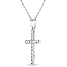 Load image into Gallery viewer, 10K White Gold Round Diamond Cross Pendant 1/3 Cttw - Splendid Jewellery