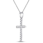 10K White Gold Round Diamond Cross Pendant 1/3 Cttw - Splendid Jewellery