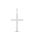 10K White Gold Round Diamond Cross Pendant 1/3 Cttw - Splendid Jewellery