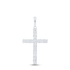 10K White Gold Round Diamond Cross Pendant 1/3 Cttw - Splendid Jewellery