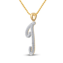 Load image into Gallery viewer, 10K Yellow Gold Round Diamond J Initial Letter Pendant 1/6 Cttw - Splendid Jewellery