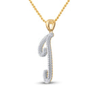 10K Yellow Gold Round Diamond J Initial Letter Pendant 1/6 Cttw - Splendid Jewellery