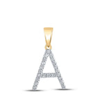 10K Yellow Gold Round Diamond A Initial Letter Pendant 1/5 Cttw - Splendid Jewellery