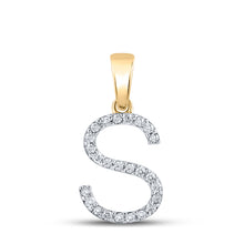 Load image into Gallery viewer, 14K Yellow Gold Round Diamond S Initial Letter Pendant 1/5 Cttw - Splendid Jewellery