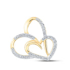 10K Yellow Gold Round Diamond Heart Pendant 1/6 Cttw - Splendid Jewellery