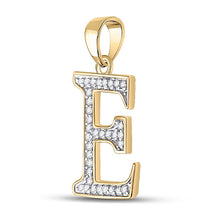 Load image into Gallery viewer, 10K Yellow Gold Round Diamond E Initial Letter Pendant 1/12 Cttw - Splendid Jewellery