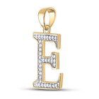 10K Yellow Gold Round Diamond E Initial Letter Pendant 1/12 Cttw - Splendid Jewellery