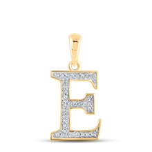 Load image into Gallery viewer, 10K Yellow Gold Round Diamond E Initial Letter Pendant 1/12 Cttw - Splendid Jewellery