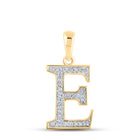 10K Yellow Gold Round Diamond E Initial Letter Pendant 1/12 Cttw - Splendid Jewellery