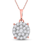 10K Rose Gold Round Diamond Pendant 1 1/2 Cttw - Splendid Jewellery