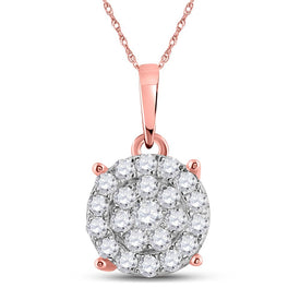10K Rose Gold Round Diamond Pendant 1 1/2 Cttw - Splendid Jewellery