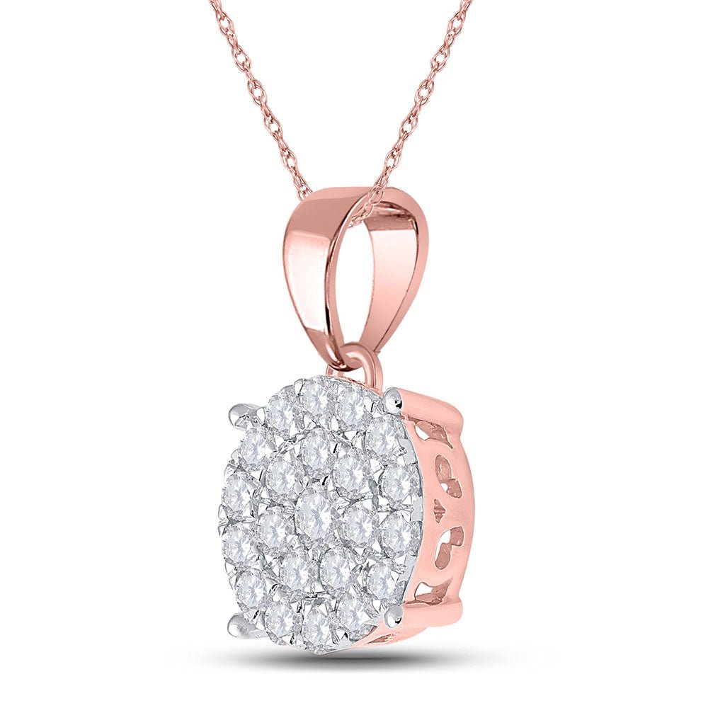 10K Rose Gold Round Diamond Pendant 2 Cttw - Splendid Jewellery