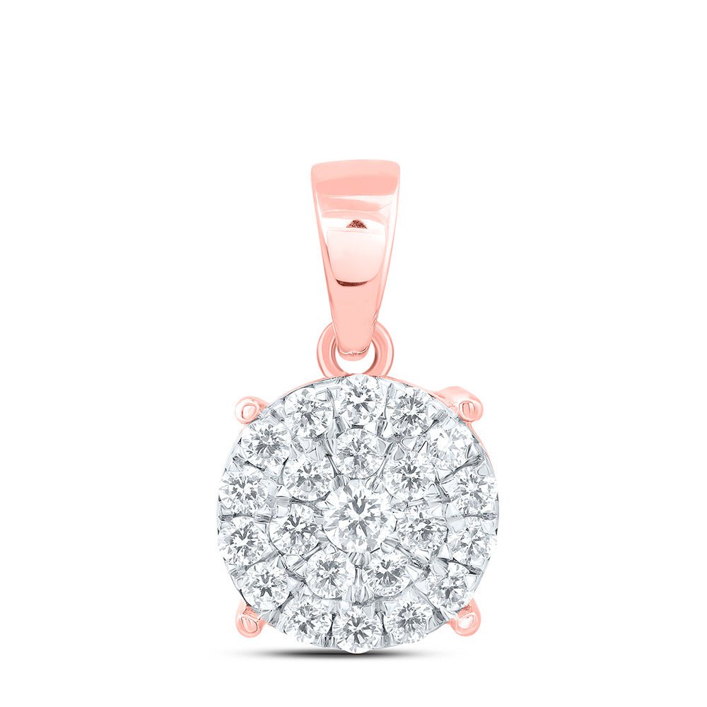 10K Rose Gold Round Diamond Pendant 2 Cttw - Splendid Jewellery