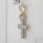 10K Yellow Gold Diamond P1p2 Cross Crown Charm Pendant 1 Cttw - Splendid Jewellery