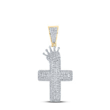 Load image into Gallery viewer, 10K Yellow Gold Diamond P1p2 Cross Crown Charm Pendant 1 Cttw - Splendid Jewellery
