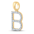 14K Yellow Gold Round Diamond B Initial Letter Pendant 1/4 Cttw - Splendid Jewellery