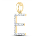 14K Yellow Gold Round Diamond E Initial Letter Pendant 1/5 Cttw - Splendid Jewellery
