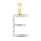 14K Yellow Gold Round Diamond E Initial Letter Pendant 1/5 Cttw - Splendid Jewellery