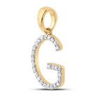 14K Yellow Gold Round Diamond G Initial Letter Pendant 1/5 Cttw - Splendid Jewellery
