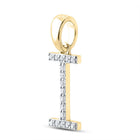 10K Yellow Gold Round Diamond I Initial Letter Pendant 1/8 Cttw - Splendid Jewellery