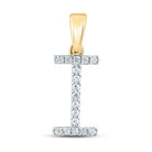 10K Yellow Gold Round Diamond I Initial Letter Pendant 1/8 Cttw - Splendid Jewellery