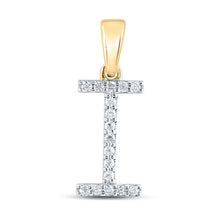 Load image into Gallery viewer, 10K Yellow Gold Round Diamond I Initial Letter Pendant 1/8 Cttw - Splendid Jewellery