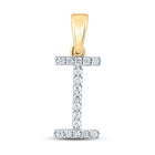 10K Yellow Gold Round Diamond I Initial Letter Pendant 1/8 Cttw - Splendid Jewellery