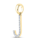 14K Yellow Gold Round Diamond J Initial Letter Pendant 1/10 Cttw - Splendid Jewellery
