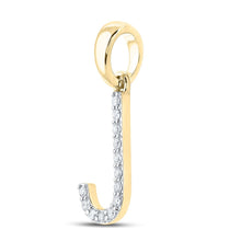 Load image into Gallery viewer, 14K Yellow Gold Round Diamond J Initial Letter Pendant 1/10 Cttw - Splendid Jewellery