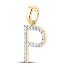 Load image into Gallery viewer, 14K Yellow Gold Round Diamond P Initial Letter Pendant 1/6 Cttw - Splendid Jewellery